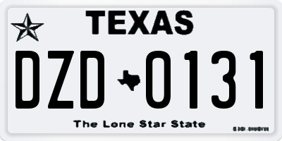 TX license plate DZD0131