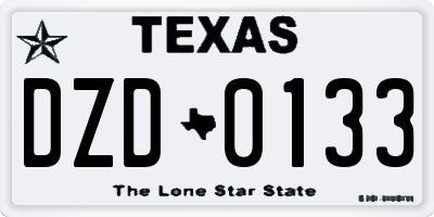 TX license plate DZD0133