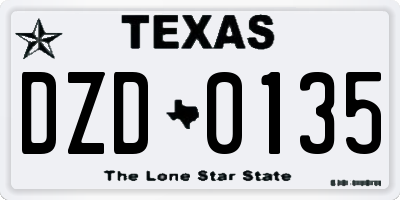 TX license plate DZD0135