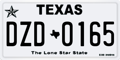 TX license plate DZD0165