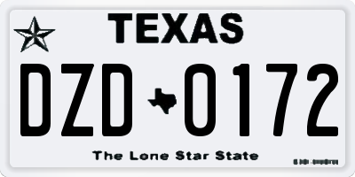TX license plate DZD0172