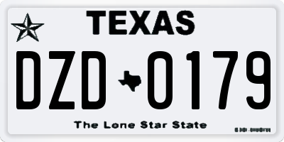 TX license plate DZD0179
