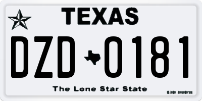 TX license plate DZD0181