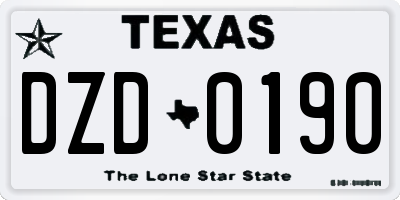 TX license plate DZD0190