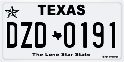 TX license plate DZD0191