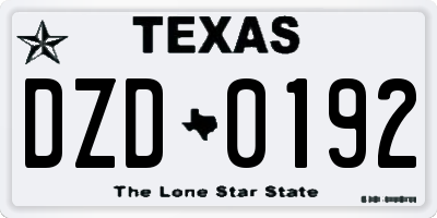 TX license plate DZD0192