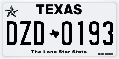 TX license plate DZD0193