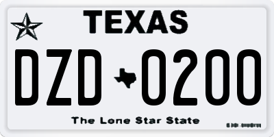 TX license plate DZD0200