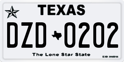 TX license plate DZD0202