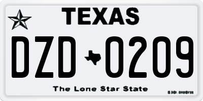 TX license plate DZD0209