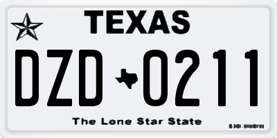 TX license plate DZD0211