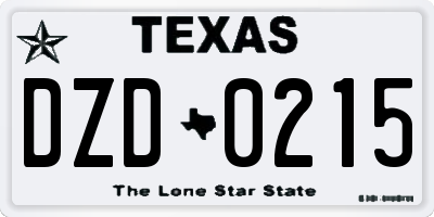 TX license plate DZD0215