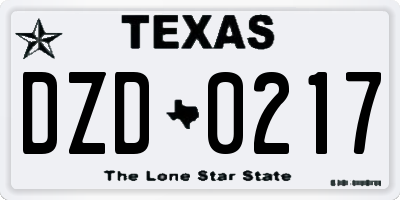 TX license plate DZD0217