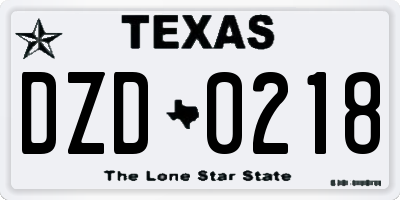 TX license plate DZD0218