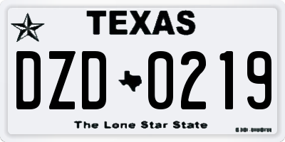 TX license plate DZD0219