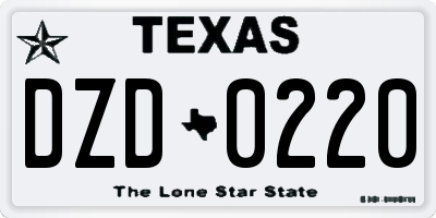 TX license plate DZD0220