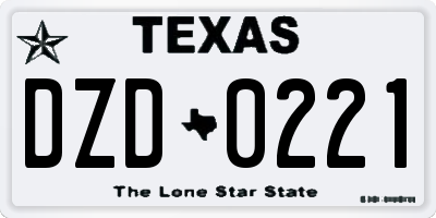TX license plate DZD0221