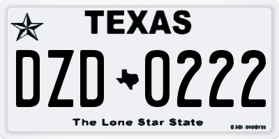 TX license plate DZD0222