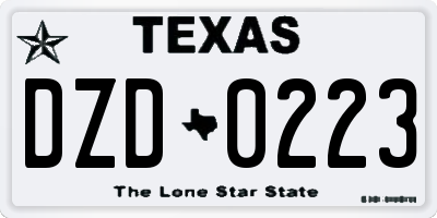 TX license plate DZD0223