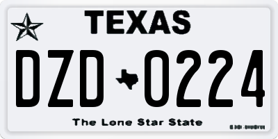 TX license plate DZD0224