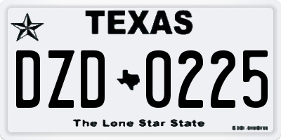 TX license plate DZD0225