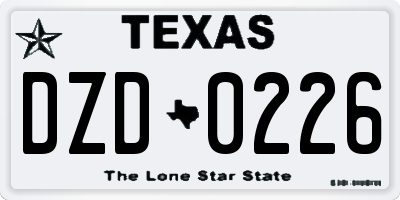 TX license plate DZD0226