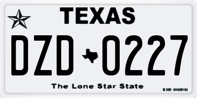 TX license plate DZD0227