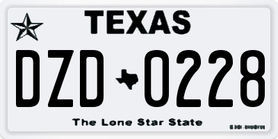 TX license plate DZD0228