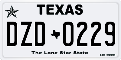 TX license plate DZD0229