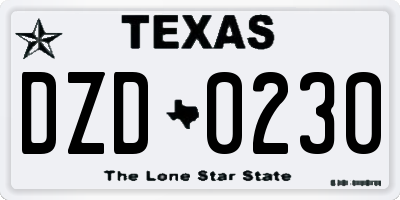 TX license plate DZD0230