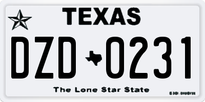 TX license plate DZD0231