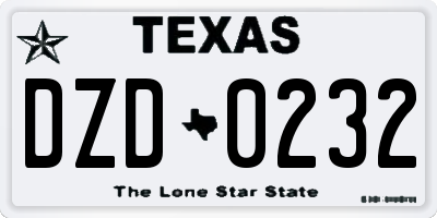 TX license plate DZD0232