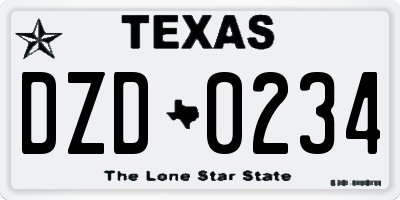 TX license plate DZD0234