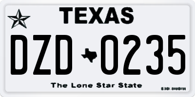 TX license plate DZD0235