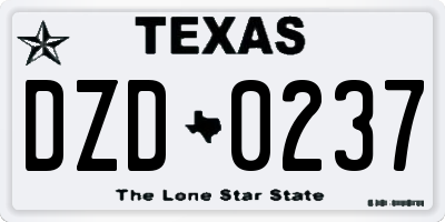 TX license plate DZD0237