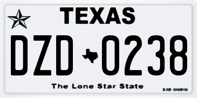 TX license plate DZD0238