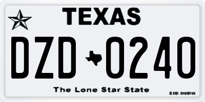 TX license plate DZD0240