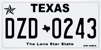 TX license plate DZD0243