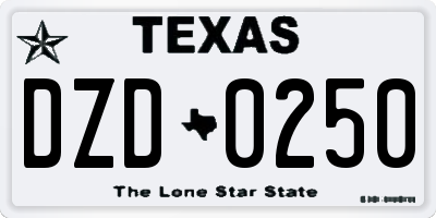 TX license plate DZD0250