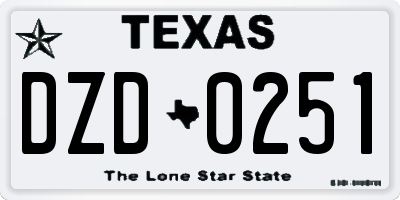 TX license plate DZD0251