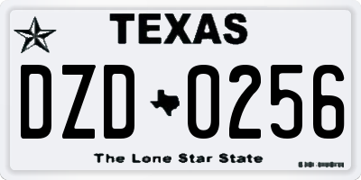 TX license plate DZD0256