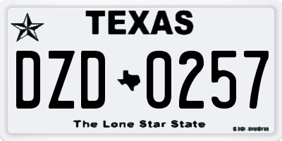 TX license plate DZD0257