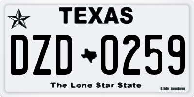 TX license plate DZD0259