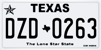 TX license plate DZD0263
