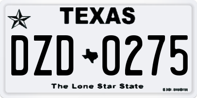 TX license plate DZD0275