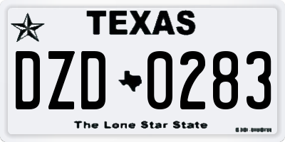 TX license plate DZD0283
