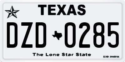 TX license plate DZD0285