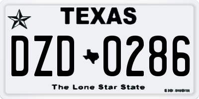 TX license plate DZD0286