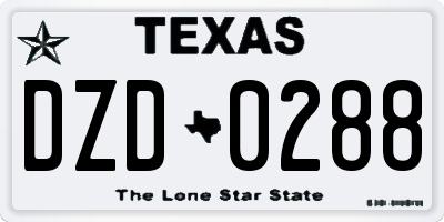 TX license plate DZD0288
