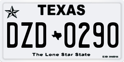 TX license plate DZD0290
